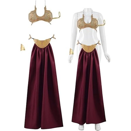 Voksen Prinsesse Leia Slave Cosplay Kostume Bikini Karneval Kostume Kjole Guld BH Nederdel Halloween Kvindekostume