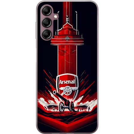 Kompatibel Mobilcover til Samsung Galaxy A14 5G Arsenal-emblem med kanon og stadionmotiv i kraftfuld rød og hvid sportsdesign