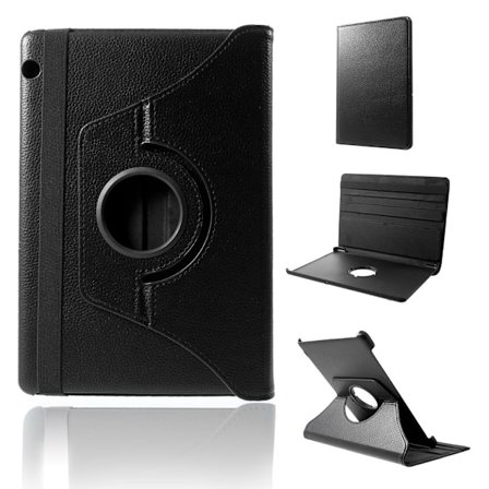 Huawei MediaPad T5 litchi læder flip etui - Sort