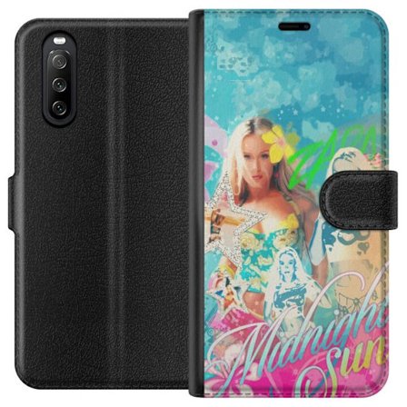 Kompatibel Tegnebogsetui til Sony Xperia 10 III Eventyrverden med Steve, Creeper og dyr i farverig blokgrafik