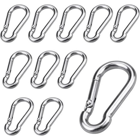 10 stk. Små karabinhager 40 x 4 mm rustfri stål karabinhage til rygsæk, nøglering, kæder, gør-det-selv tilbehør[395]