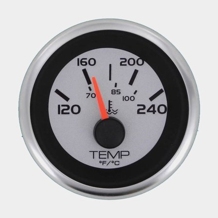 Wassertemperaturmesser Veethree Argent, beschlagfrei, Ø52 mm, 12 V, D, 240 Ω bei 40°C, silber/schwarz/weiß, 120 - 240 °F - Boot