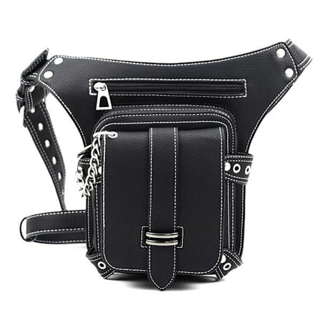 Steampunk midjeväska Fanny Pack Fashion Gothic Läder Axelväska Messenger Bags Lår Ben Höft Holster Handväska Resepåse Vandring Sport Kedjeväska för 