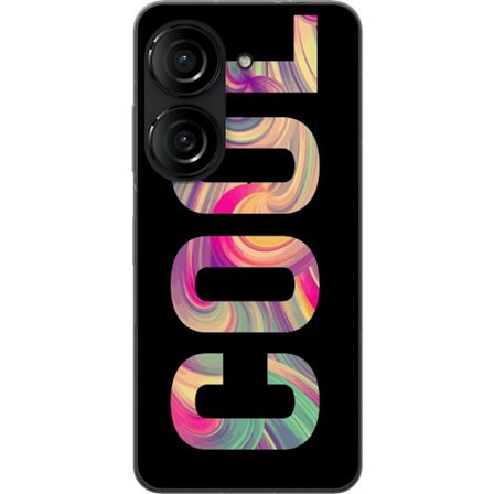 Yhteensopiva Puhelinkuori Asus Asus Zenfone 10 Nykytaiteellinen typografia taiteilu sanaa LOVE nestemäisissä sateenkaariväreissä mustaa taustaa va