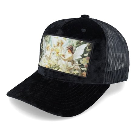 Calza Pennello - Zwart trucker Cap - Angels & Money Velvet Black A-frame Trucker @ Hatstore