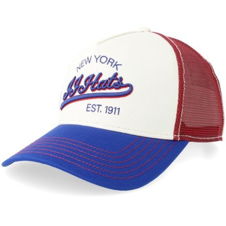 JJ Hats - Vit trucker Keps - New York Blue/Ecru A-frame Trucker @ Hatstore