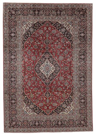 Keshan Teppe Håndknyttet 242X351 Svart/Mørk Rød Persia
