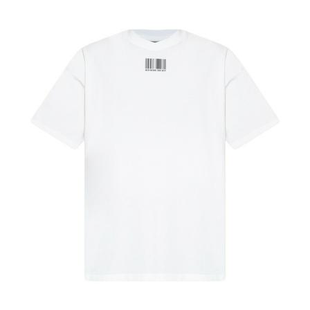 Vtmnts, T-shirt with barcode motif Wit, Heren, Maat:XL,Katoen