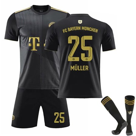 Barn / Voksen 21 22 Bayern Away svart skjortesett