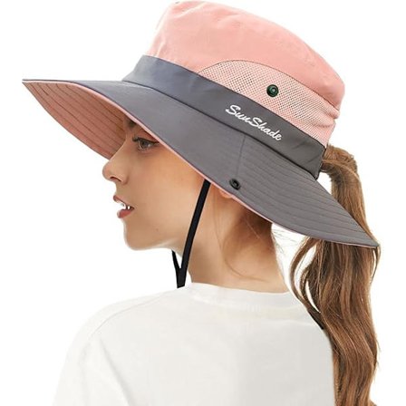1 st Dam Solhattar Bred Brim UV-skydd Mesh Vikbar Hästsvans Hink Fiskehatt Strandkeps