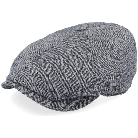 Stetson - Grigio flatcap Cappellino - 6-panel Silk Blue Herringbone Flatcap @ Hatstore