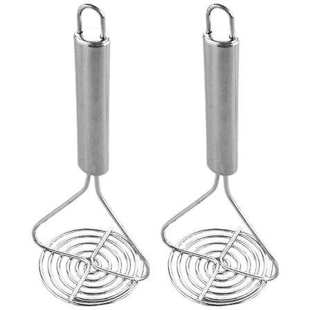 2 stk. Rustfrit Stål Kartoffelmoser Manuel Mud Press Værktøj Fortykkelse Kartoffel Rive Praktisk Køkkenredskab Til Hjemmebrug (sølv)