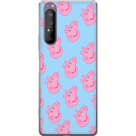 Kompatibel Mobilcover til Sony Xperia 1 II Peppa Pig baby figur i pastelfarver, sød tegnet børneillustration med blød minimalistisk stil
