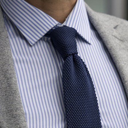 Navy Blue Knitted Tie for Men - Solid color neckties