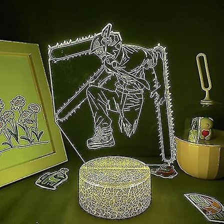 Chainsaw Man 3D LED-animehahmo laavalamppu neon yövalot makuuhuoneen sängynpäädyn koriste Otaku syntymäpäivälahjat Manga Chainsaw Man -valo