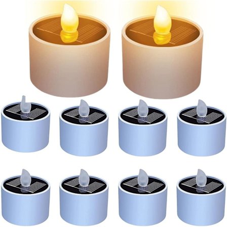 Solcelledrevne telys, solcelledrevne LED-telys, 1/2/4/6/8/10 pakke solcellelys utendørs vanntett, Ip42 vanntett, flammefri LED-teljus for utendørs