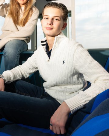 Polo Ralph Lauren Cable-Knit Cotton Quarter-Zip Sweater Hvid Trøjer Dreng - Kids Brand Store