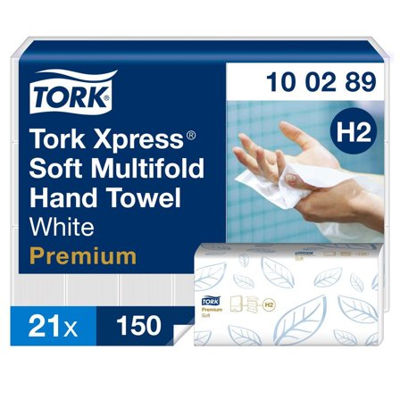TORK Pappershandduk Xpress H2 Mjuk Multifold Premium 2-lagers vit 3150/fp - Lyreco - Städ och hygien - Toalettpapper och torkpapper - Pappershanddukar