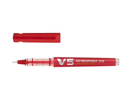 Pilot Begreen Bläckkulpenna, Begreen Hi-Tecpoint V5 rollerballpenna med stift, extra tunn spets på 0,5 mm, röd - Lyreco - Kontorsmaterial > Pennor > 