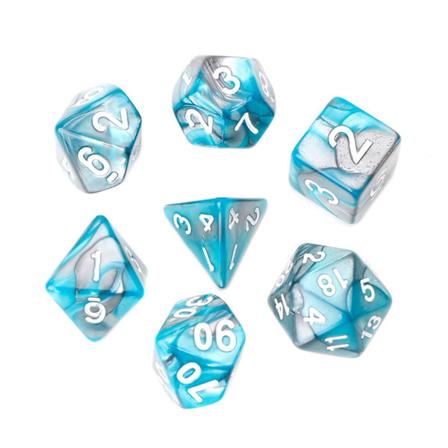 7 st/set Akryl Polyhedral Tärningar För TRPG Brädspel D4-D20 Sky Blue