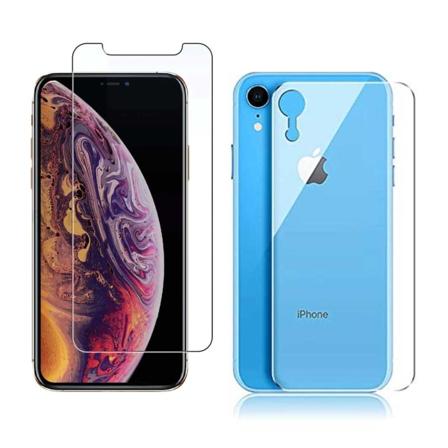 2-Pack iPhone XR HD -n yt nsuoja + suojakalvo selk osaan l pin kyv
