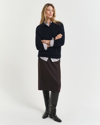 GANT - Midi-blyantskjørt i ullblanding til dame deep brown