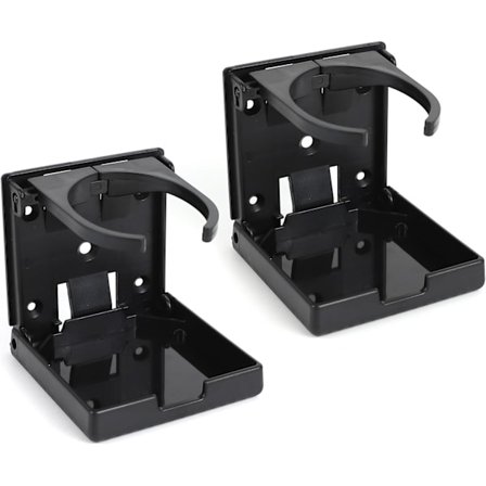 Justerbar Vægmonteret Drikkevareholder - Foldbar Kop/Flaskeholder med Skruer | Passer til De Fleste Størrelser til Autocamper, Lastbil, Båd (2-pak)