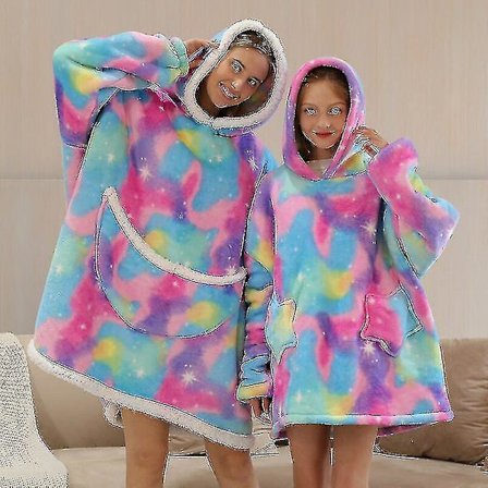 Oversized hoodie filt Family Look Homewear Plysch fleece sherpa filt Chilren huva filt 4