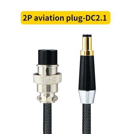 Sterling Silver 0,5 mm² HiFi DC- power DC2.1-2.5 2P Aviation Power Kabel Flygkontakt till DC2.5/2.1 ljudkabel