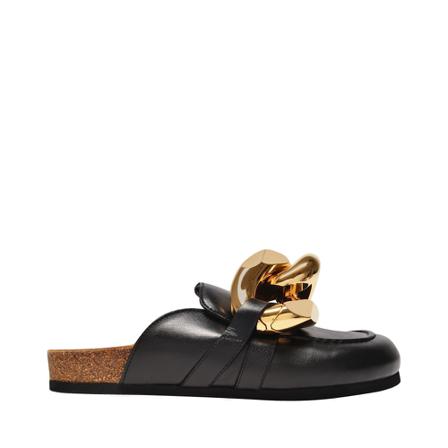 JW Anderson, Chain Loafer Slides in Leather Czarny, Kobieta, Rozmiar: 42 EU