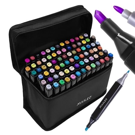 80-pak - Tuscher med Etui Farveblyanter Dobbeltsidige Penne