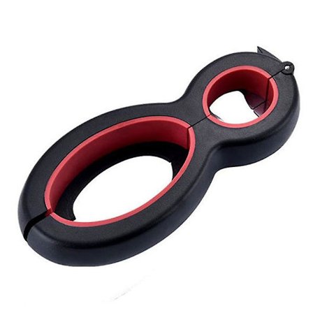 6 i 1 Multifunktionel rustfrit stål flaskeåbner køkkenredskab låg åbner dåseåbner