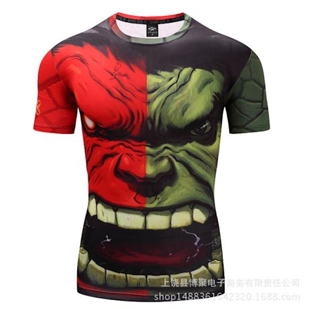 Digital Print Superman Kortærmet Captain America Sports Stramt Tøj Hurtigtørrende Fitness Stretch T-shirt