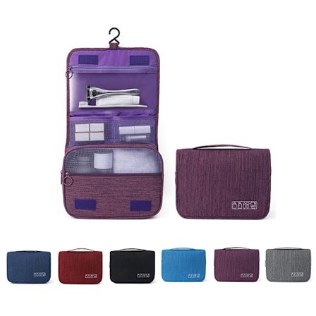 Werwing Ripustettava Matka-T0ilettilaukku Kokoontaitettava Märkä Kuiva Erottelu Kosmetiikkajärjestäjä Kannettava Koukku Pesupussi - Violetti