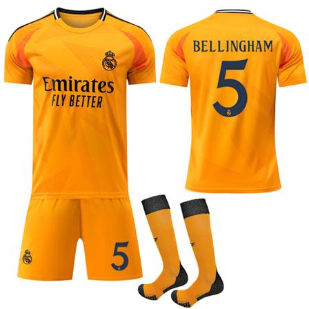 24-25 Real Madrid Nya Säsongens Senaste Borta Fotbollströjor För Barn & Vuxna Nr.5 Bellingham XXL