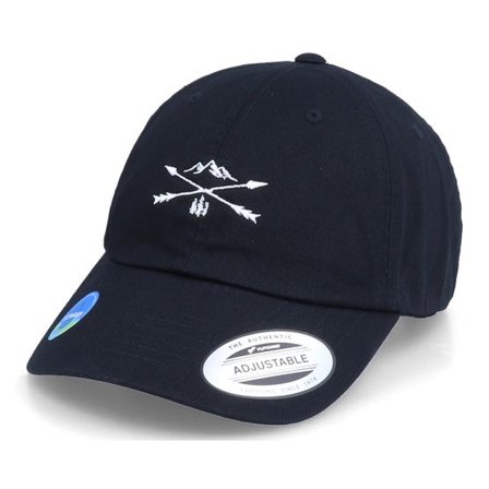 Wild Spirit - Svart unconstructed Keps - Ecowash Nature Arrow Cross Black Dad Cap @ Hatstore