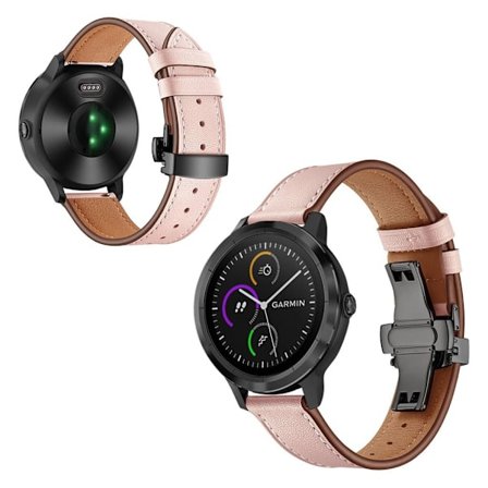 Garmin Vivoactive 3 / Vivomove HR læder Læder Urrem - Sort / Pink