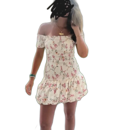 Blommig offshoulder kortklänning
