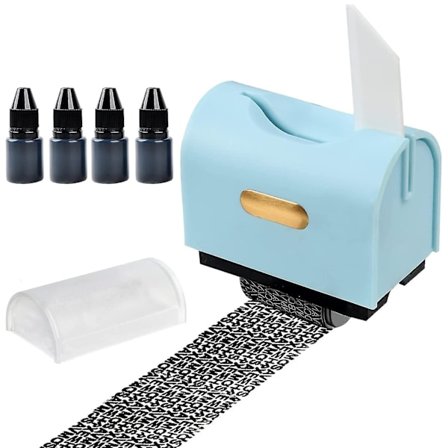 Henkilöllisyyssuojan luottamuksellinen rullaleimasin - 4 kpl täyttömustetta varkaudenesto ID-tietosuojan turvaleimasin kortinavaajalla [DB] Sininen