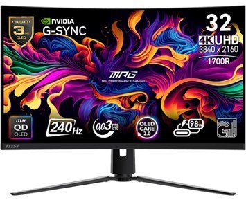 MSI 32tum 321CURX - 32tum 4K OLED-gamingskärm med verkliga färger & 240 Hz