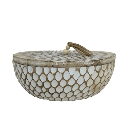 Puinen säilytyslaatikko 34x34x12cm – Ruskea/Valkoinen