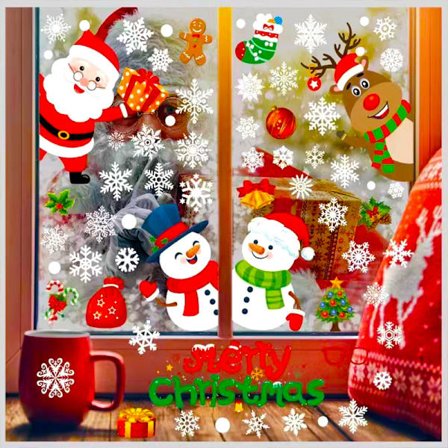 Jule-snøflak klistremerker elg juledekorasjon veggklistremerker Grinch glassvindu klistremerker pvc elektrostatiske klistremerker