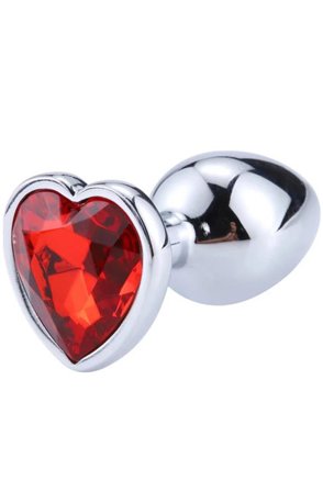 Red Scarlet Anal Plug With Heart Jewel L