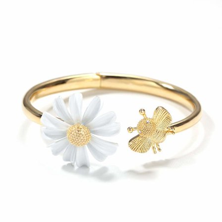 Blomsterarmbånd, Daisy Armbånd, Guld Armbånd, Blomst og Bi, Daisy og Bi, TBVS Design House