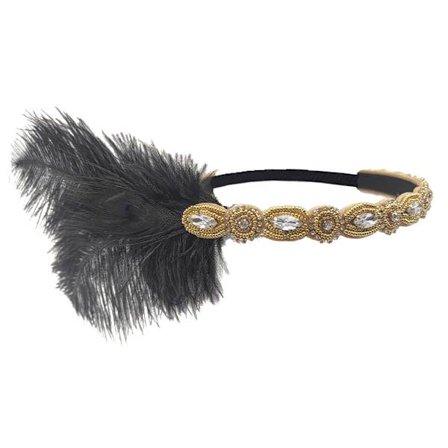 Fjær Hodeplagg Tilbehør med Gatsby Pannebånd - Gull