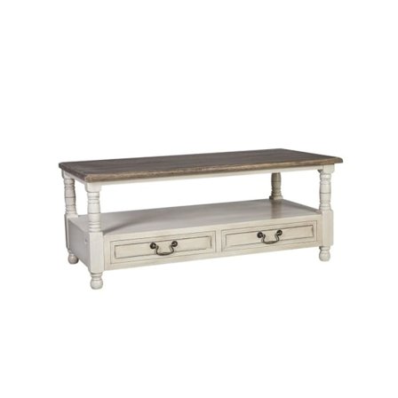 Sofabord SAMIRA NYHED 110x55,5xH45cm, antik hvid/naturlig