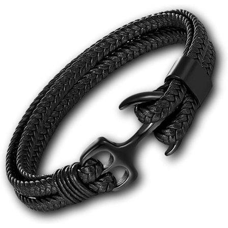 Ankerarmbånd for menn i flettet ekte skinn av høy kvalitet