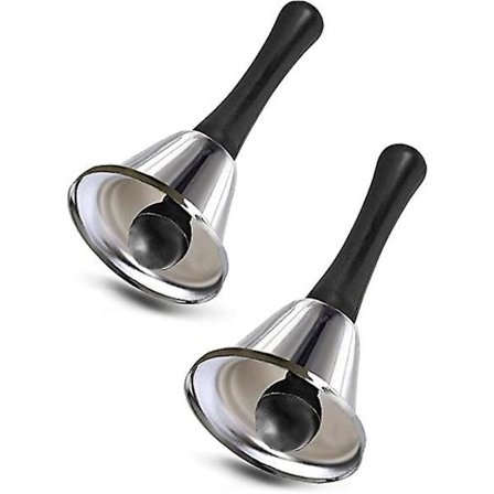 [2 kpl] Hopeiset teräskelloja kahvalla - Käsikellon soitto, Sänkyhälytin Iäkkäiden avustaminen, Koulun opettajan luokan ovikello, Toimiston 