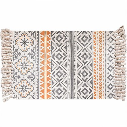 Mattan, Boho-matta med tofsar vävda tvättbara bomullsmattor för kök, vardagsrum, sovrum, tvättstuga, entré, 60x90cm