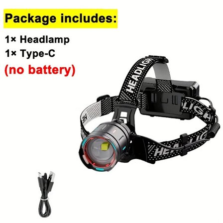 Mest kraftfulle LED-hodelykt, oppladbar hodelykt med høy effekt